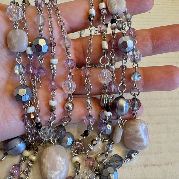 Lia Sophia "Sugar Plum" 5-Strand Necklace Genuine Jade Silver Tone Beaded - Picture 15 of 16